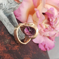 18k Yellow Gold oval AMETHYST estate Cocktail Ring