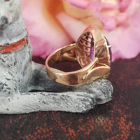 18k Yellow Gold oval AMETHYST estate Cocktail Ring