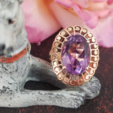 18k Yellow Gold oval AMETHYST estate Cocktail Ring