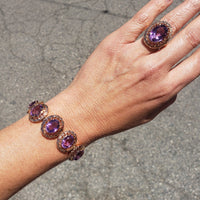 18k Yellow Gold oval AMETHYST estate Cocktail Ring