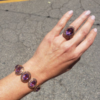 18k Yellow Gold oval AMETHYST estate Cocktail Ring