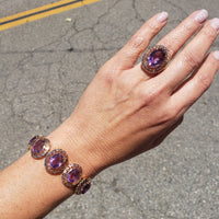 18k Yellow Gold oval AMETHYST estate Cocktail Ring