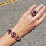 18k Yellow Gold oval AMETHYST estate Cocktail Ring
