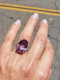 18k Yellow Gold oval AMETHYST estate Cocktail Ring