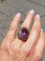18k Yellow Gold oval AMETHYST estate Cocktail Ring