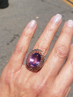 18k Yellow Gold oval AMETHYST estate Cocktail Ring