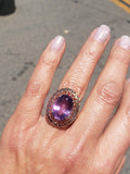 18k Yellow Gold oval AMETHYST estate Cocktail Ring