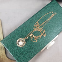 10k gold pearl vintage necklace pendant