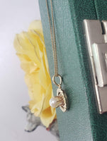 10k gold pearl vintage necklace pendant