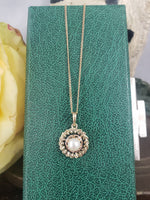 10k gold pearl vintage necklace pendant