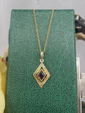 10k gold AMETHYST Deco vintage necklace pendant