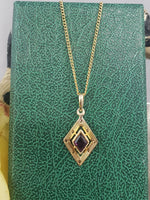 10k gold AMETHYST Deco vintage necklace pendant