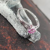18k white gold pink sapphire & diamond estate Deco Ring