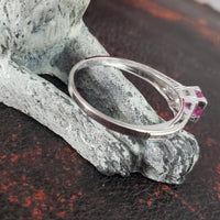 18k white gold pink sapphire & diamond estate Deco Ring