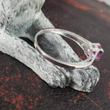 18k white gold pink sapphire & diamond estate Deco Ring