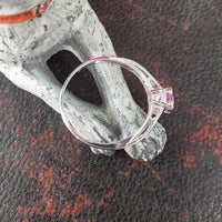 18k white gold pink sapphire & diamond estate Deco Ring