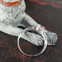 18k white gold pink sapphire & diamond estate Deco Ring