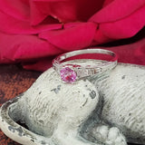 18k white gold pink sapphire & diamond estate Deco Ring