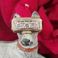 14k gold 3 diamond estate band ring - apx .57ct tw