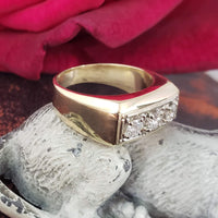 14k gold 3 diamond estate band ring - apx .57ct tw