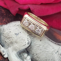 14k gold 3 diamond estate band ring - apx .57ct tw