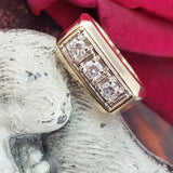 14k gold 3 diamond estate band ring - apx .57ct tw