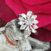 14k white gold diamond Retro diamond ring