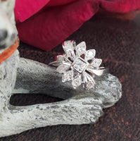 14k white gold diamond Retro diamond ring