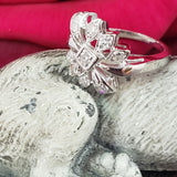14k white gold diamond Retro diamond ring