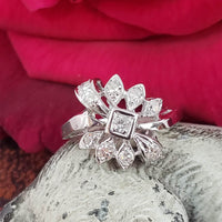 14k white gold diamond Retro diamond ring