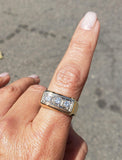 14k gold 3 diamond estate band ring - apx .57ct tw