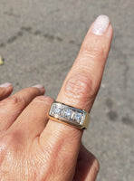 14k gold 3 diamond estate band ring - apx .57ct tw