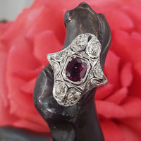 Platinum Pink Red Sapphire & Diamond estate Deco c.1920's Ring