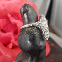 Platinum Pink Red Sapphire & Diamond estate Deco c.1920's Ring