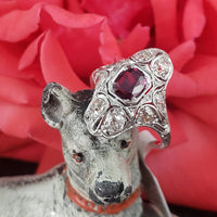 Platinum Pink Red Sapphire & Diamond estate Deco c.1920's Ring