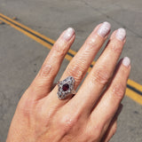 Platinum Pink Red Sapphire & Diamond estate Deco c.1920's Ring