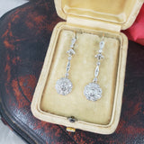 platinum & 18k gold Edwardian old cut diamond filigree lever back earrings