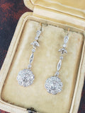 platinum & 18k gold Edwardian old cut diamond filigree lever back earrings