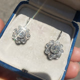 Edwardian platinum estate old mine cut diamond lever back earrings