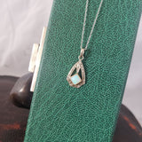 10k white gold Opal Art Deco c.1920's necklace pendant