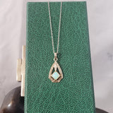 10k white gold Opal Art Deco c.1920's necklace pendant