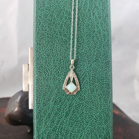 10k white gold Opal Art Deco c.1920's necklace pendant