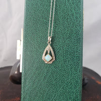 10k white gold Opal Art Deco c.1920's necklace pendant
