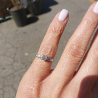 Platinum European cut diamond estate engagement ring
