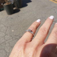 Platinum European cut diamond estate engagement ring