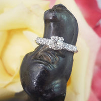 Platinum European cut diamond estate engagement ring