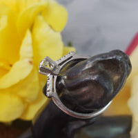 Platinum European cut diamond estate engagement ring