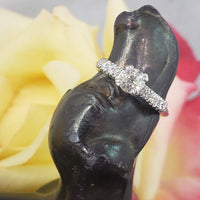 Platinum European cut diamond estate engagement ring