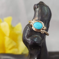 10k gold Victorian turquoise & seed pearl estate ring