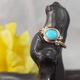 10k gold Victorian turquoise & seed pearl estate ring